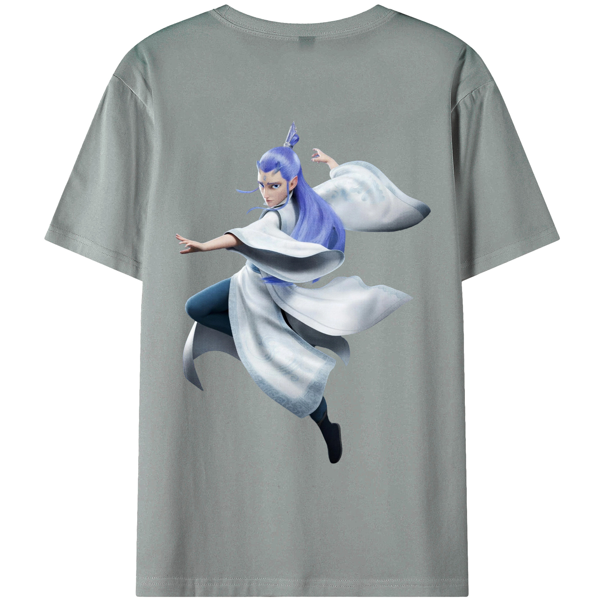 （画像用） Ne Zha 2 ナタ 魔童の大暴れ 綿100％ メンズ半袖Tシャツ（バックプリント） 通気性